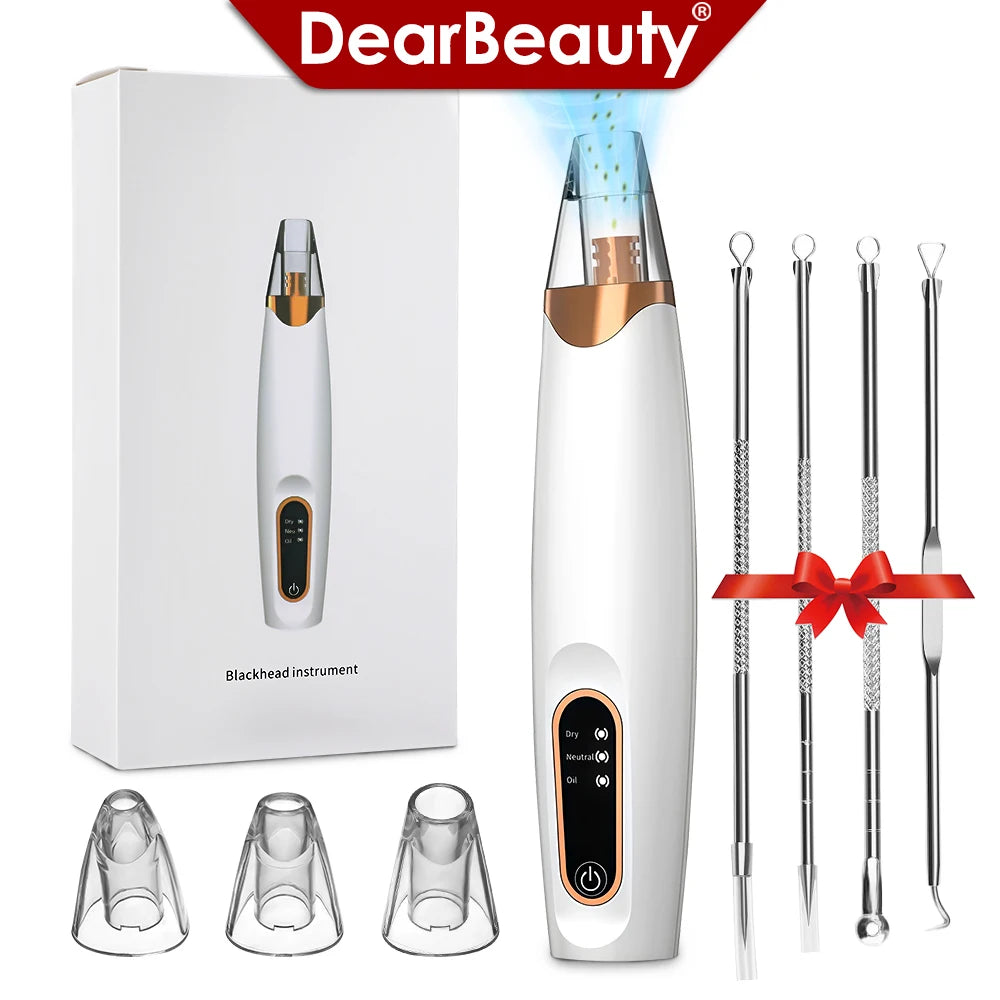 Electric Vacuum Suction Blackhead Remover Rechargeable 3 Gears Facial Pore Cleaner Comedone Spot Acne Pimple Blackhead Extractor
