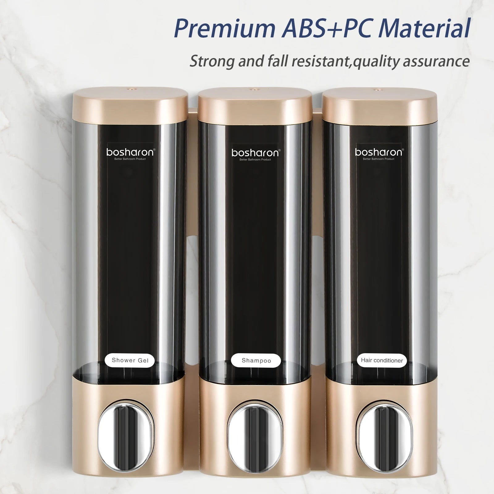 Wall Mounted Shampoo and Conditioner Dispenser, Body Wash, Shower Soap, Lotion, Gel Container, 3 × 300 ml