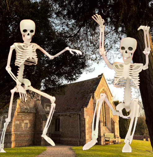 Halloween Movable Skeleton with Fake Human Skull Bones – Haunted House Horror Props & Party Decorations