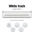 Track Socket Kitchen Wall Outlet with USB | FR/EU/US/UK Universal Standard Round Removable Adapter Plug – White