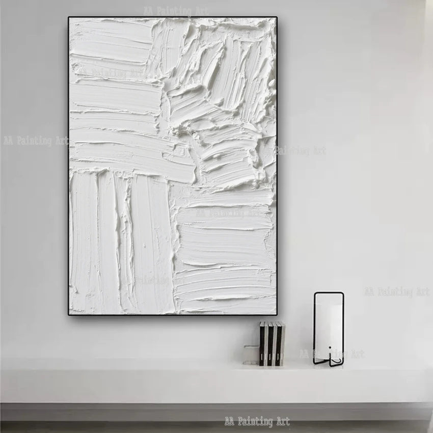 Modern Wall Painting Art Heavy Textured Thick 3D Abstract White Acrylic Painting Canvas Picture Art Hand Painted Wall Artwork