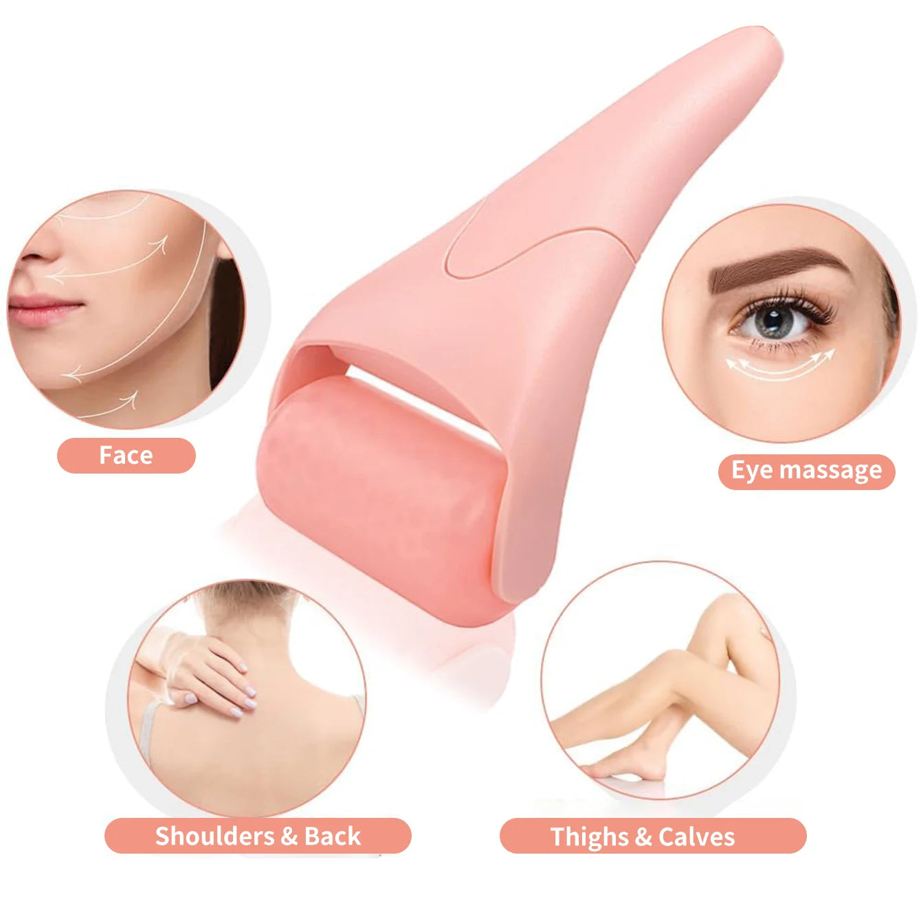 1PC Ice roller Massager, facial roller massage stick, ice compress care, cold compress roller, plastic handle facial massager -