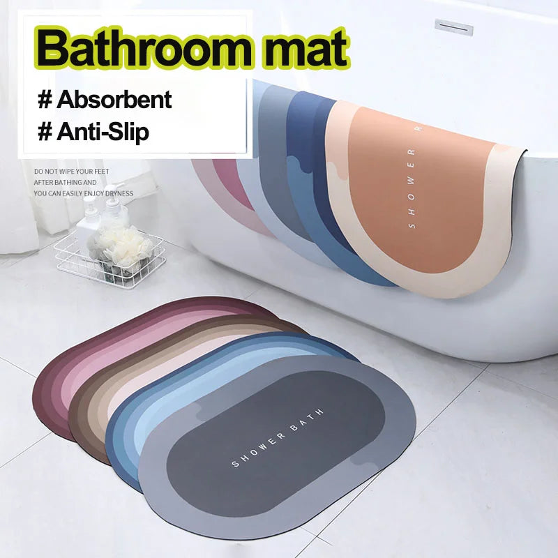 Diatomite Stone Bath Mat Diatomaceous Earth Bath Mat Rug Super Absorbent Non Slip 3.5MM Thickness Bathroom Mat Floor Bathtub Rug