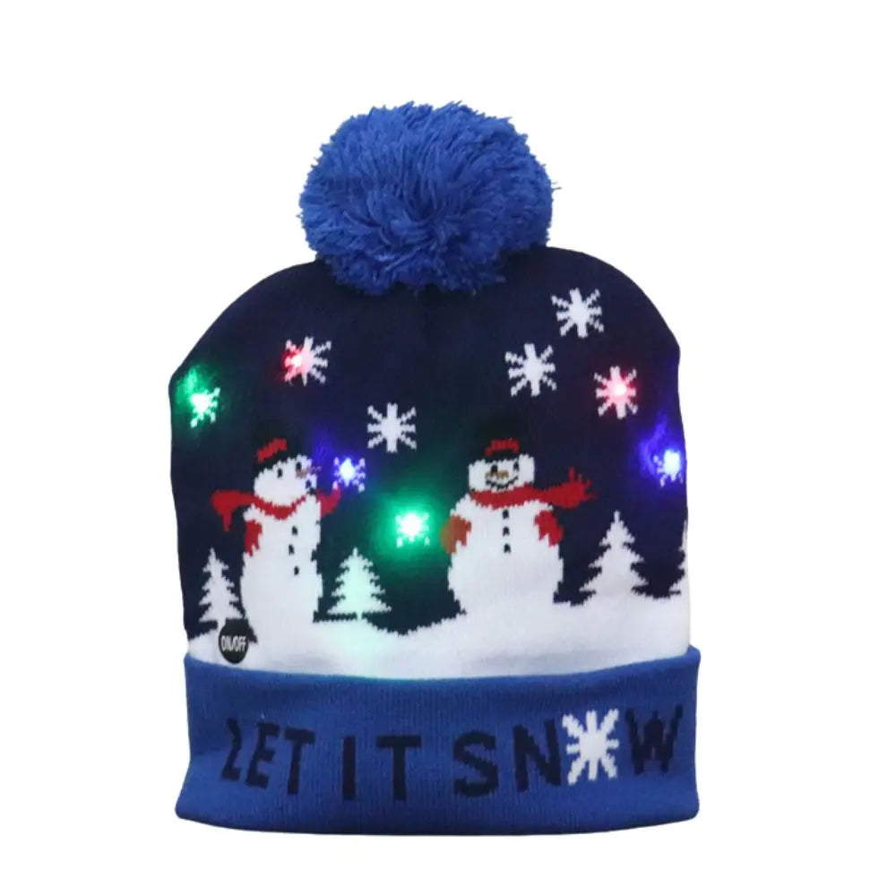 LED Christmas Knitted Beanie Hat – Light Up Xmas Sweater Cap, Unisex Winter Beanie with Colorful LEDs