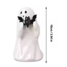 Mini Cute Ghost Pumpkin Statue – Resin Halloween Figurine Home Decor