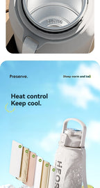 2L Stainless Steel Thermal Water Bottle – Large Vacuum Flask with Straw for Hot & Cold Drinks, Travel & Outdoor Sports