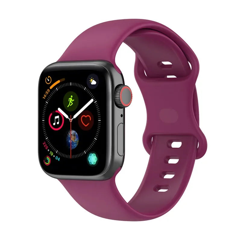 Silicone Strap for Apple Watch Series 9 8 7 6 5 4 3 SE (38mm 40mm 41mm 42mm 44mm 45mm 49mm) – Soft Rubber Sport Band for Men, Women & Kids – Compatible with W26 W37 W46 W56 FK88 IWO7 Pro Max Plus Smartwatch