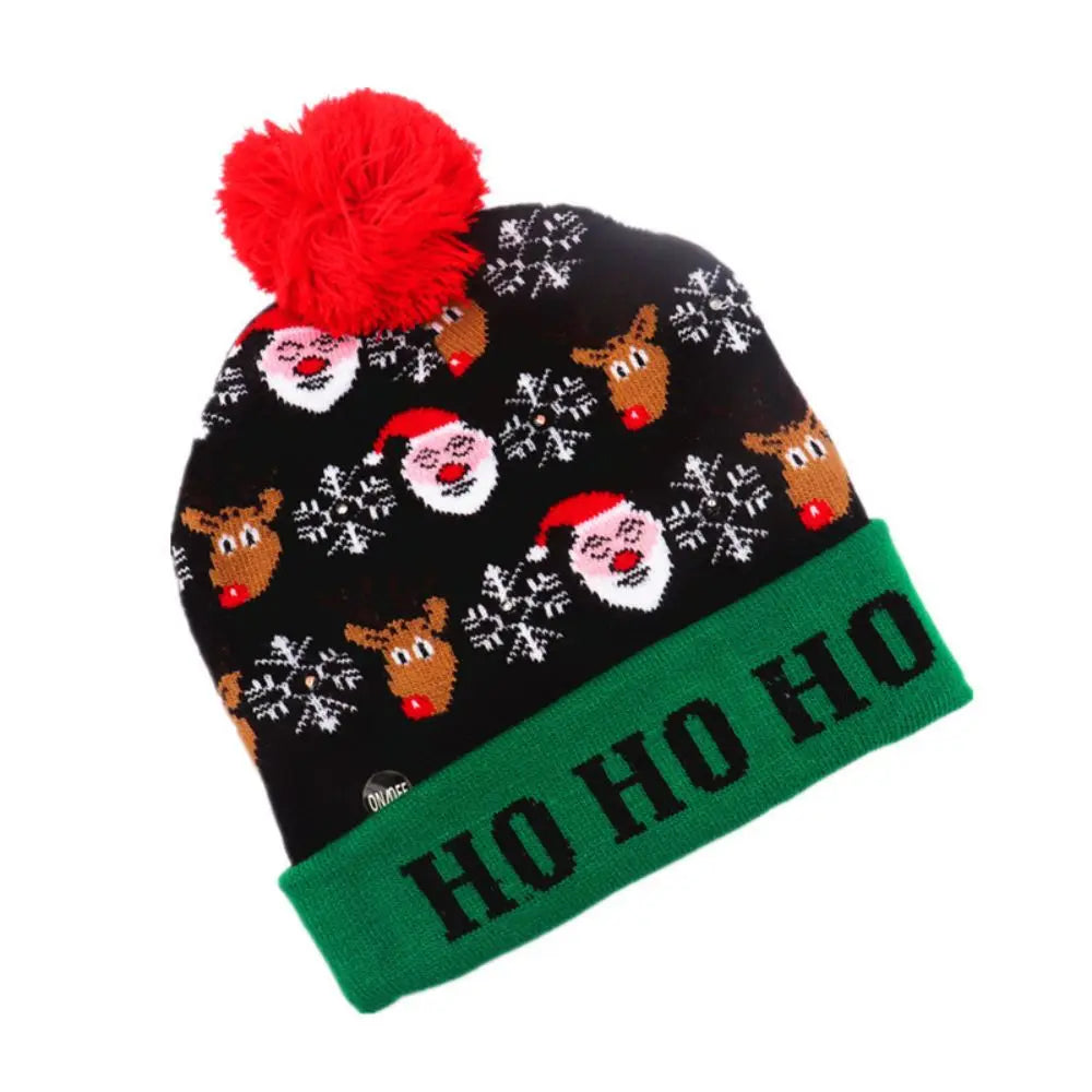 LED Christmas Knitted Beanie Hat – Light Up Xmas Sweater Cap, Unisex Winter Beanie with Colorful LEDs