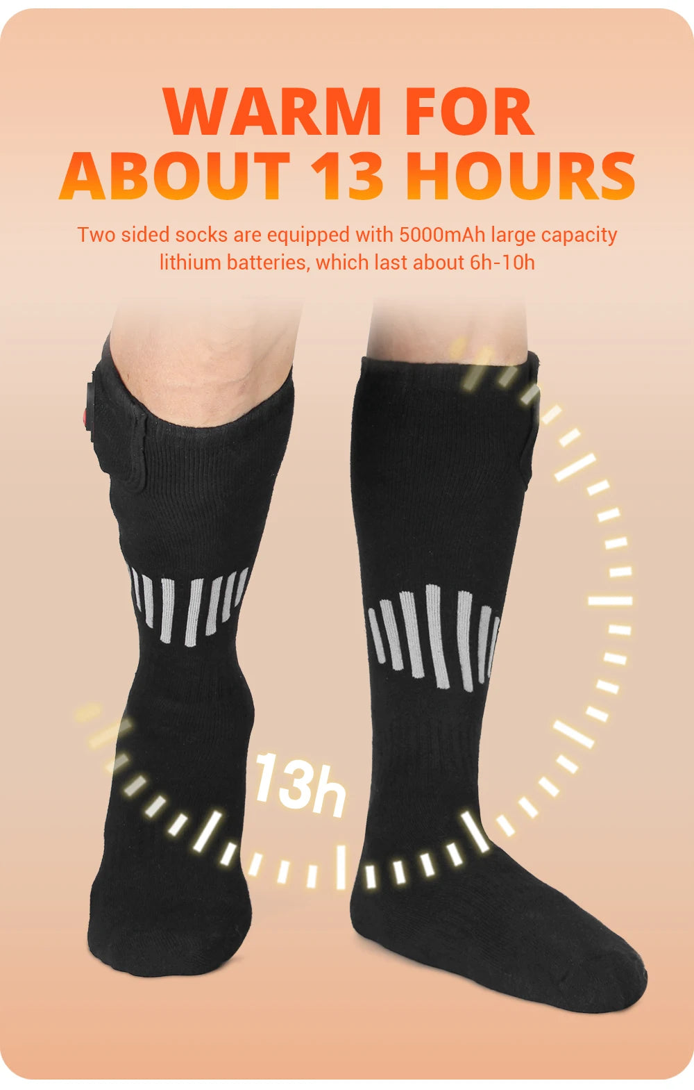 Heated Socks Winter Warm Snowmobile Skiing Heated Socks Rechargeable Outdoor Sport Thermal Heated Foot Warmer Ski Sports
