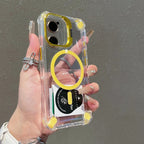 Transparent Magnetic Case with Metal Lens Holder for iPhone 17 Series | Shockproof Airbag MagSafe Cover