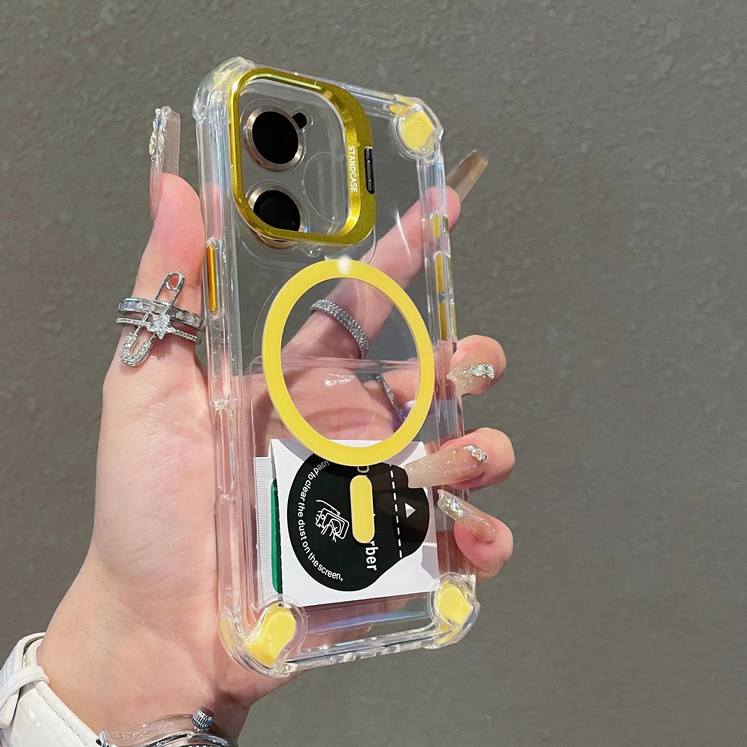 Transparent Magnetic Case with Metal Lens Holder for iPhone 17 Series | Shockproof Airbag MagSafe Cover
