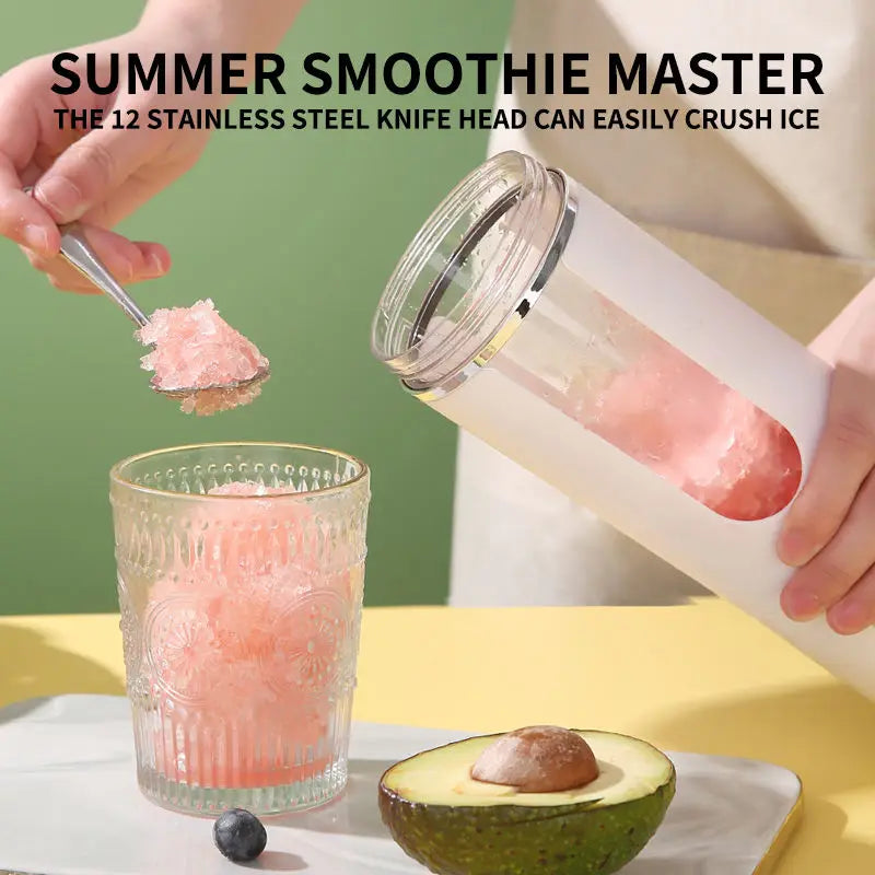 New 530ml Portable Juicer Wireless USB Charging Mini Juicer Crushed Ice Electric Juicing 12 Blade Fresh Juice Blender