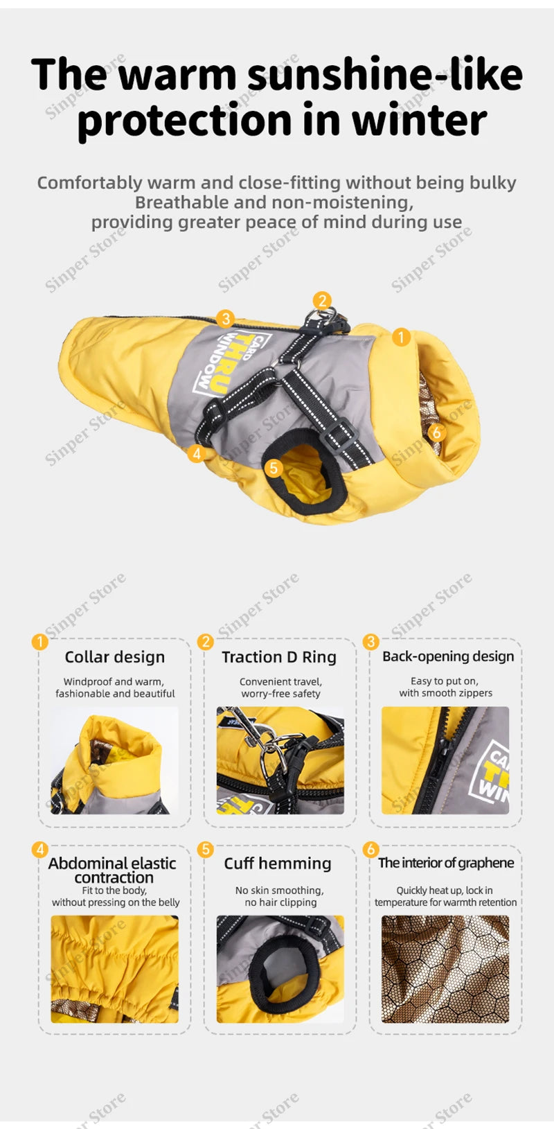 Dog Coat for Small Dogs Waterproof Dog Winter Jacket with Harness Puppy Cold Weather Coats Reflective Pet Vest with ZipperFleece