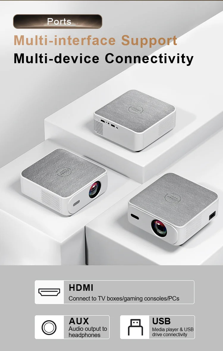 Everycom Vortex 4k Portable Projector Android TV 11 600ANSI Lumens 1080p Full Hd Wifi6 Bluetooth Speaker Home Theater For Phones