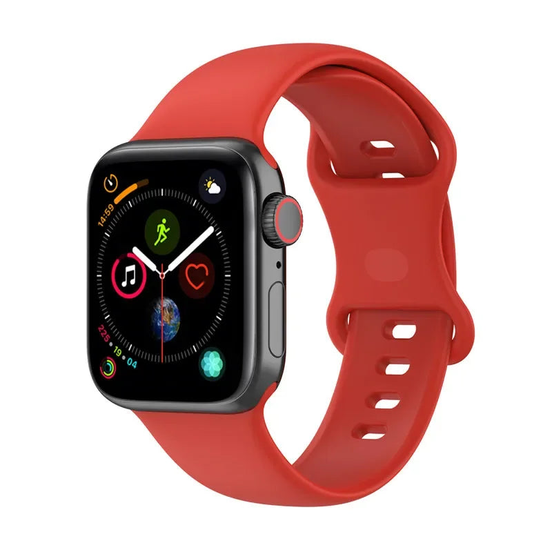 Silicone Strap for Apple Watch Series 9 8 7 6 5 4 3 SE (38mm 40mm 41mm 42mm 44mm 45mm 49mm) – Soft Rubber Sport Band for Men, Women & Kids – Compatible with W26 W37 W46 W56 FK88 IWO7 Pro Max Plus Smartwatch