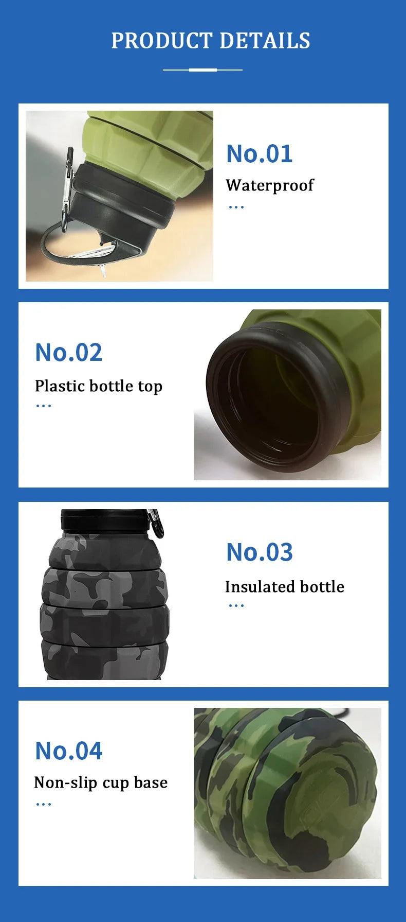 Food-Grade Silicone Folding Water Bottle – Retractable High-Temperature Resistant Sports & Camping Bottle 2025