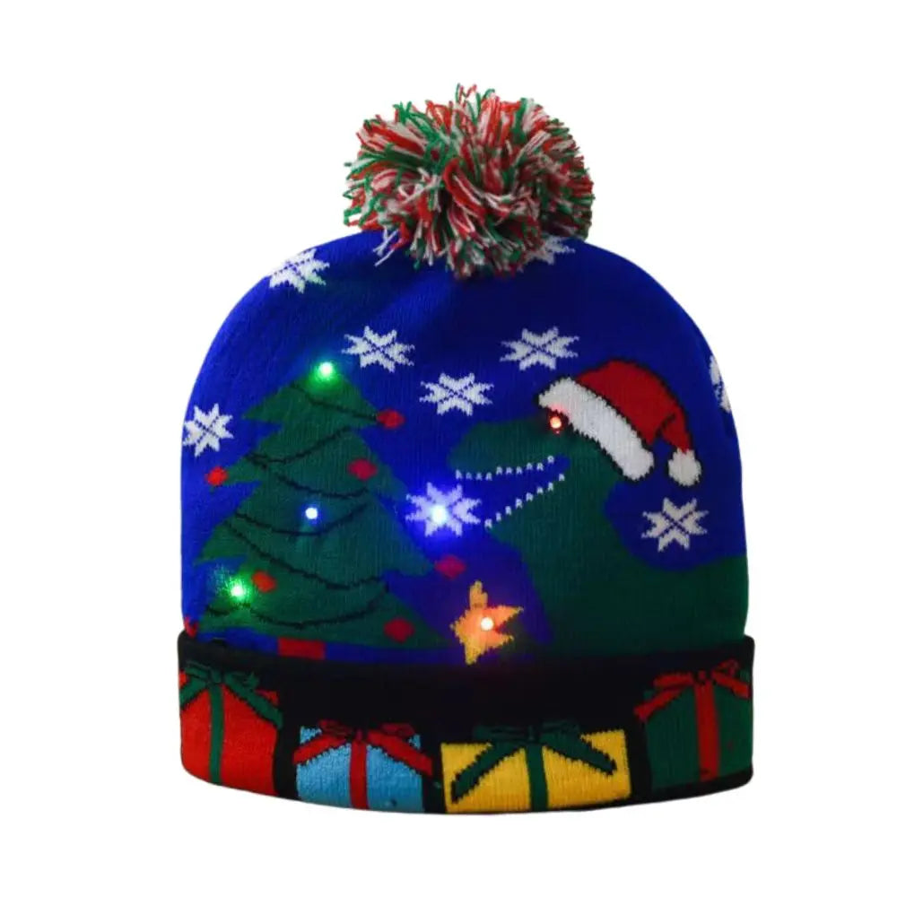 LED Christmas Knitted Beanie Hat – Light Up Xmas Sweater Cap, Unisex Winter Beanie with Colorful LEDs