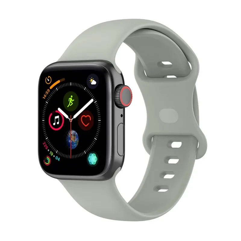 Silicone Strap for Apple Watch Series 9 8 7 6 5 4 3 SE (38mm 40mm 41mm 42mm 44mm 45mm 49mm) – Soft Rubber Sport Band for Men, Women & Kids – Compatible with W26 W37 W46 W56 FK88 IWO7 Pro Max Plus Smartwatch