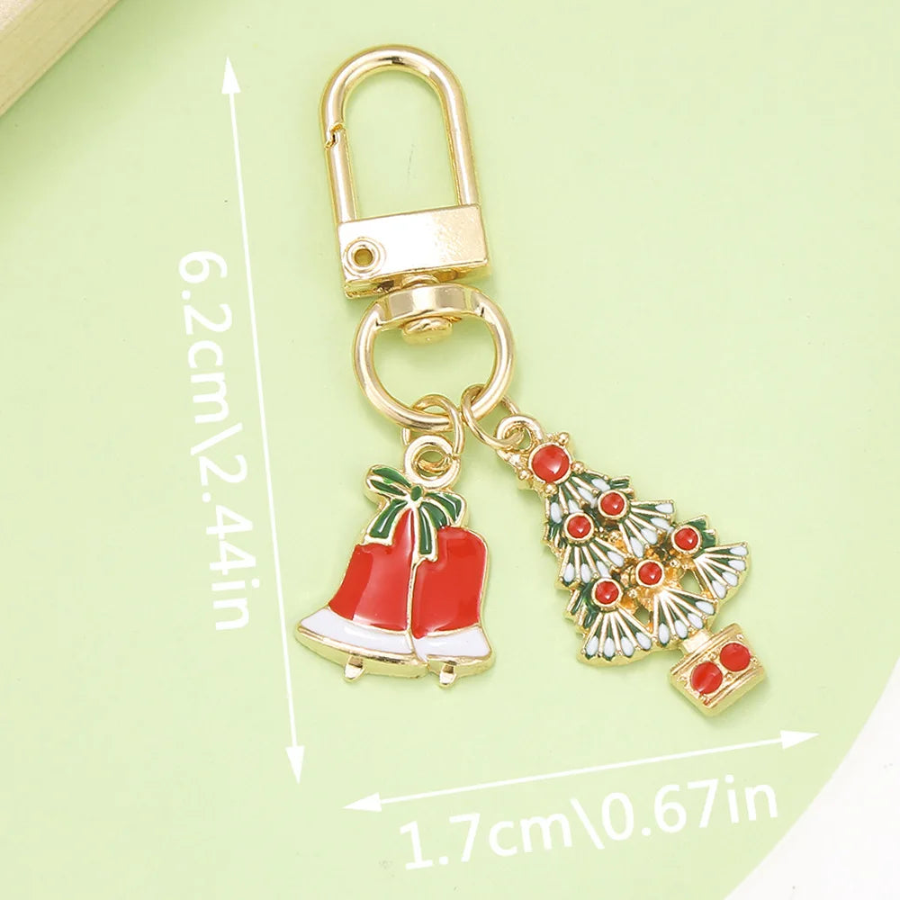 Alloy oil-dripping Santa Claus pendant, bell, Christmas tree keychain, Christmas gift, snowflake pendant, bag pendant