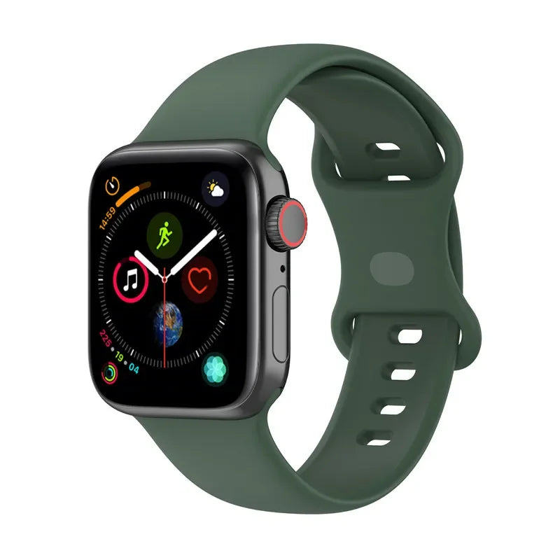 Silicone Strap for Apple Watch Series 9 8 7 6 5 4 3 SE (38mm 40mm 41mm 42mm 44mm 45mm 49mm) – Soft Rubber Sport Band for Men, Women & Kids – Compatible with W26 W37 W46 W56 FK88 IWO7 Pro Max Plus Smartwatch