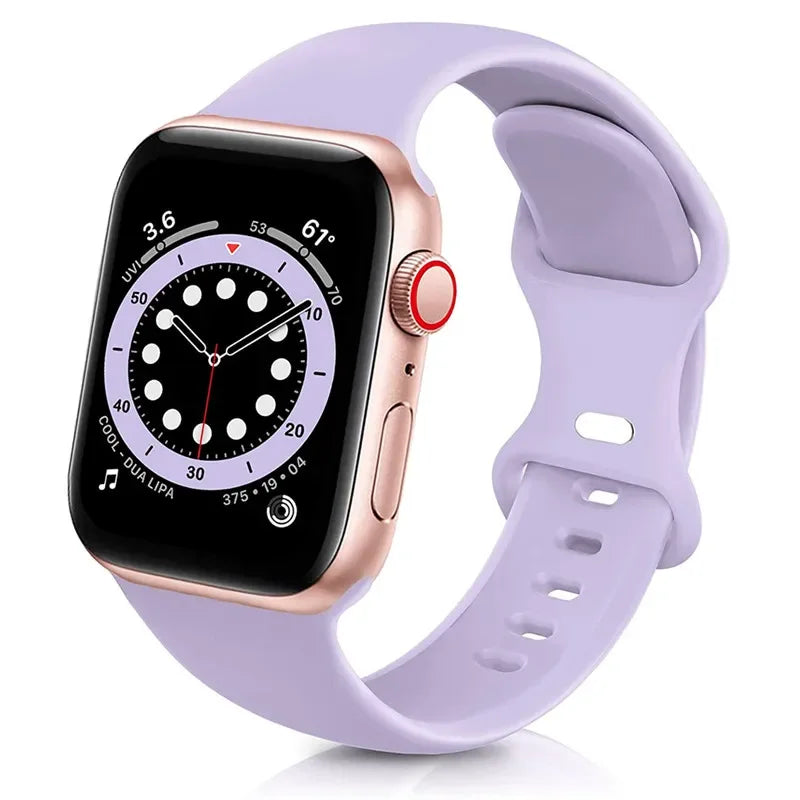 Silicone Strap for Apple Watch Series 9 8 7 6 5 4 3 SE (38mm 40mm 41mm 42mm 44mm 45mm 49mm) – Soft Rubber Sport Band for Men, Women & Kids – Compatible with W26 W37 W46 W56 FK88 IWO7 Pro Max Plus Smartwatch
