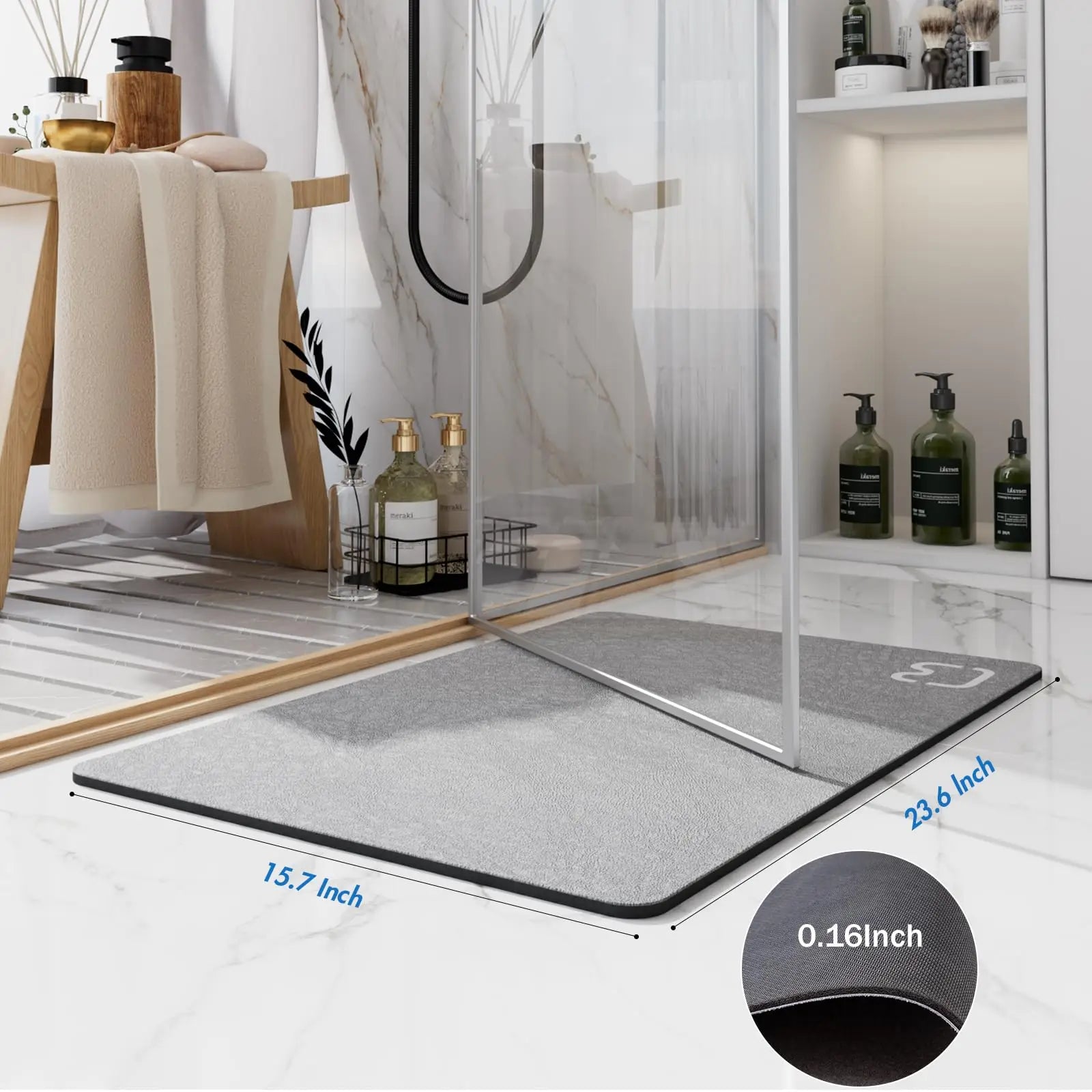 Diatomite Stone Bath Mat Diatomaceous Earth Bath Mat Rug Super Absorbent Non Slip 3.5MM Thickness Bathroom Mat Floor Bathtub Rug