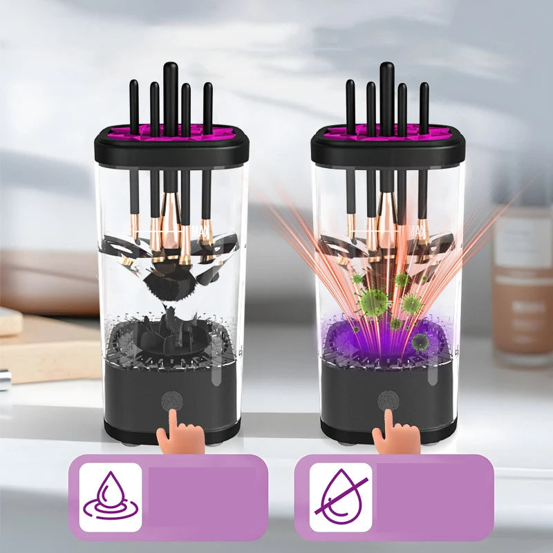 Rechargeable Electric Makeup Brush Cleaner – Automatic Cleaning, Quick Drying & UV Disinfection Tool