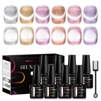 MEET ACROSS 6PCS Cat Magnetic Gel Polish Set with Magnetic Stick & Box
