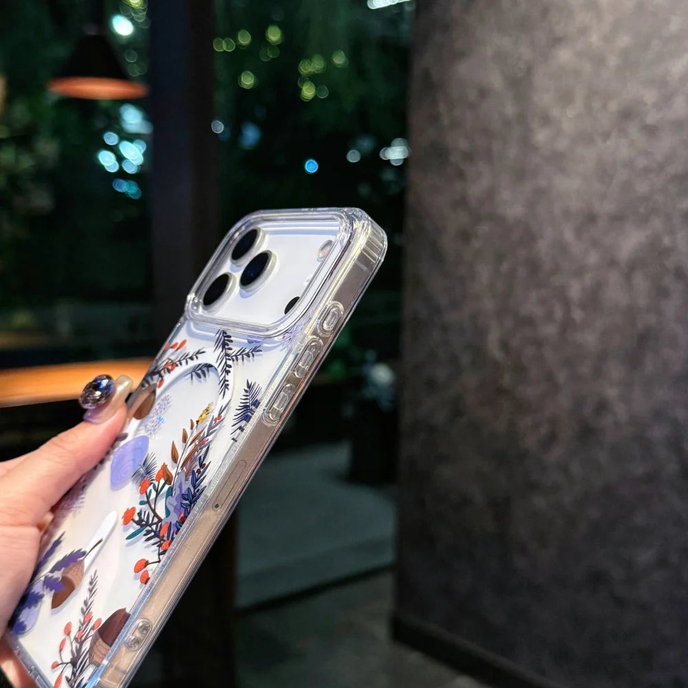 Watercolor Transparent Flower Case for iPhone 17 Series | Magnetic Colorful Daisy Design Protective Cover