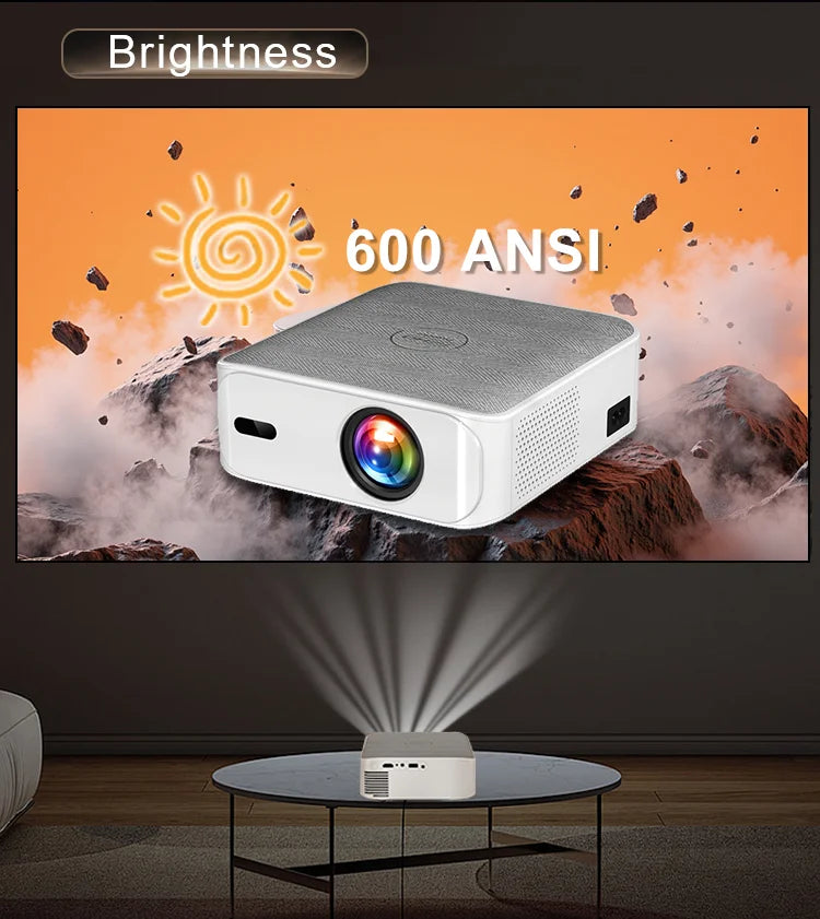 Everycom Vortex 4k Portable Projector Android TV 11 600ANSI Lumens 1080p Full Hd Wifi6 Bluetooth Speaker Home Theater For Phones