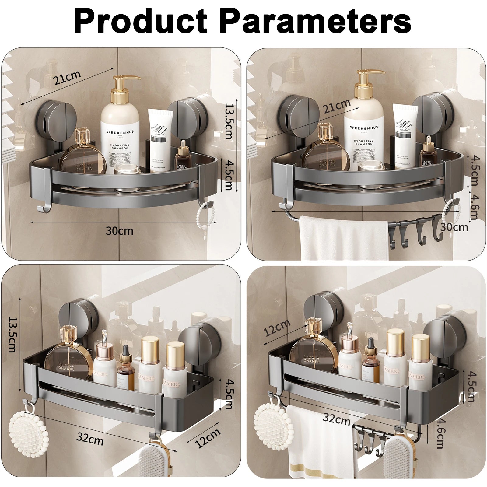 Bathroom Shelf for Shower Wall Mounted Shampoo Bottle Orangizer Shower Corner Rack Storage Punch-free Bathroom Accessories