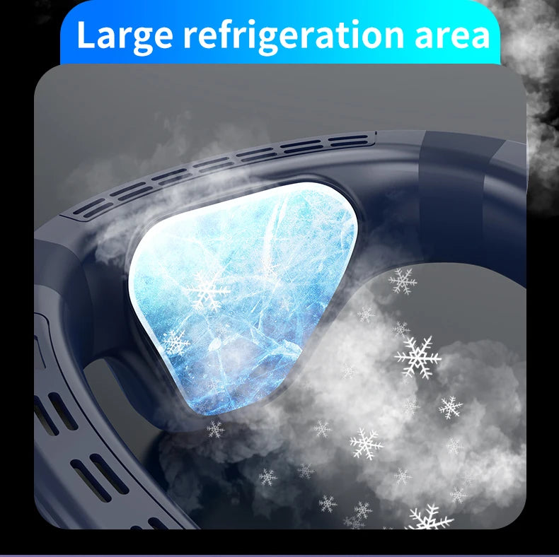 New Portable Neck Fan 5200mAh Neck Air Conditioner Rechargeable Semiconductor Cooling  Fan Outdoor Personal Fan Wearable Cooler