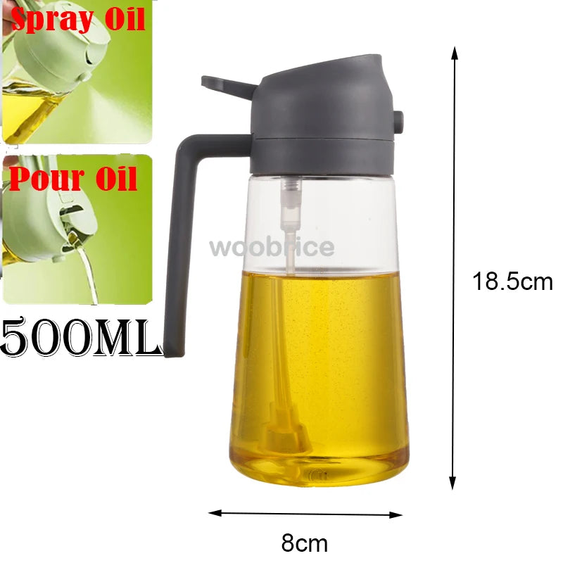 2in1 Kitchen Spray Oil Dispenser 500ml Oil  Sprayer Polisher for Air Fryer Salad Grilling Roasting Cooking Kitchen Acceesories