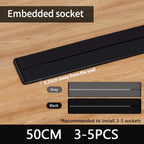 Wall Power Rail Socket – Kitchen Aluminum Expansion Socket 40cm / 50cm | Built-in Countertop Power Strip with Multiple Slots