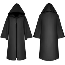 Halloween Plague Doctor Mask & Cloak Costume – Hooded Black Robe Set for Adults & Kids