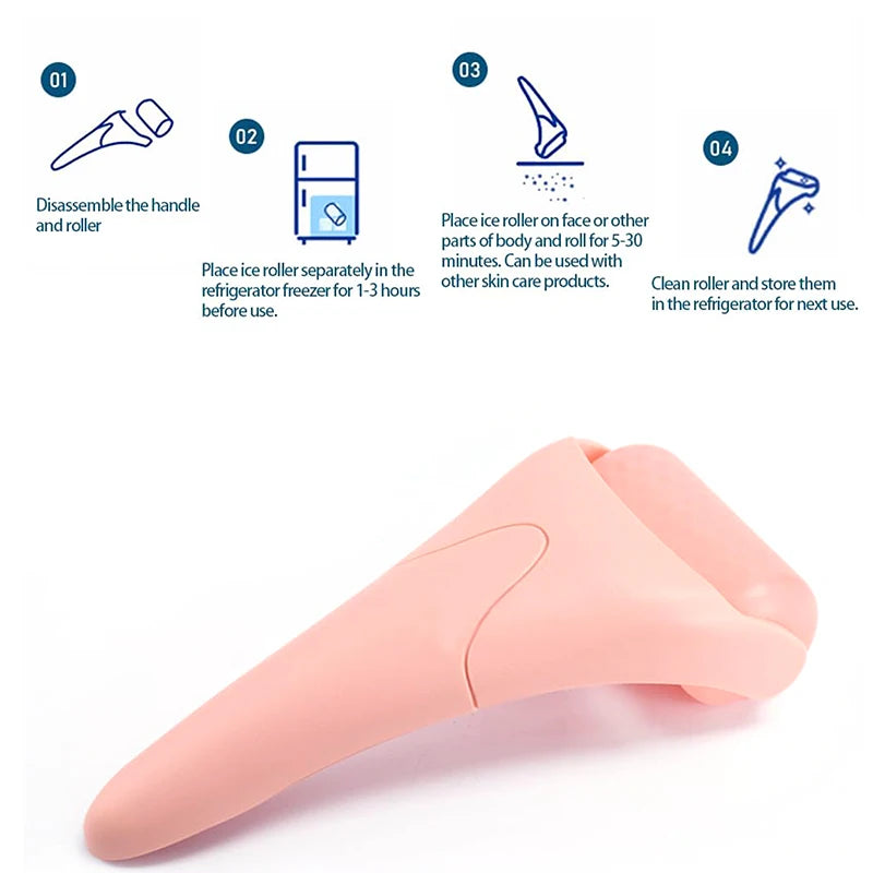 1PC Ice roller Massager, facial roller massage stick, ice compress care, cold compress roller, plastic handle facial massager -