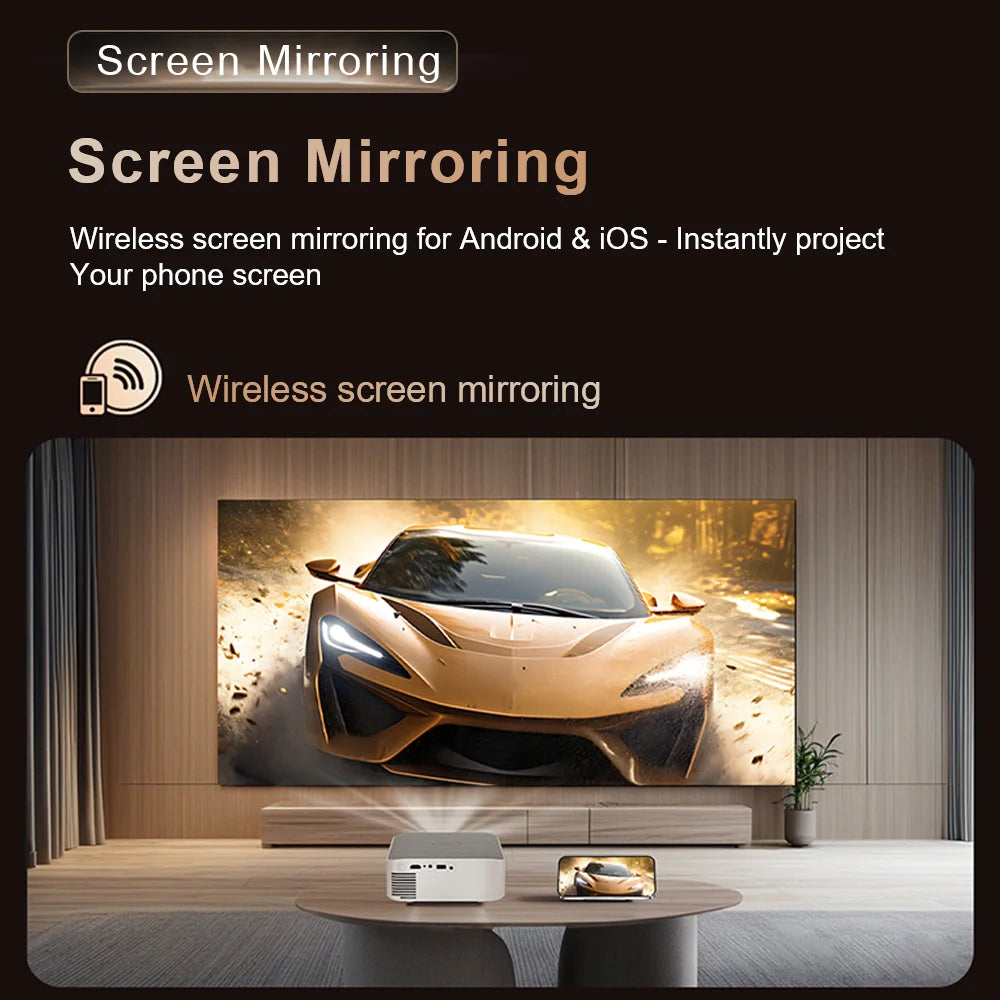 Everycom Vortex 4k Portable Projector Android TV 11 600ANSI Lumens 1080p Full Hd Wifi6 Bluetooth Speaker Home Theater For Phones