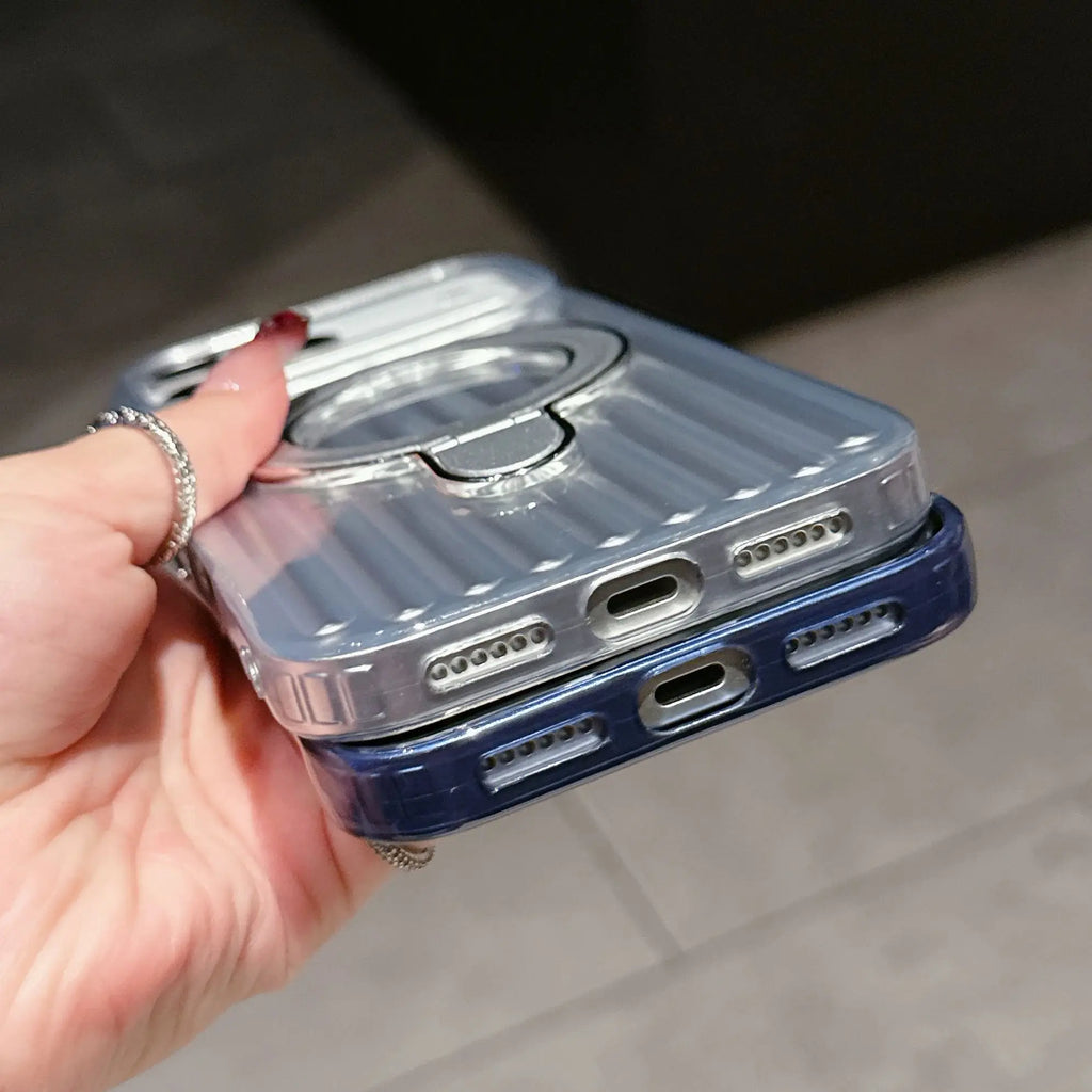 iPhone 17 Series Mag Safe Case – Corrugated Stripe Design | Slim Protective Wireless Charging Cover