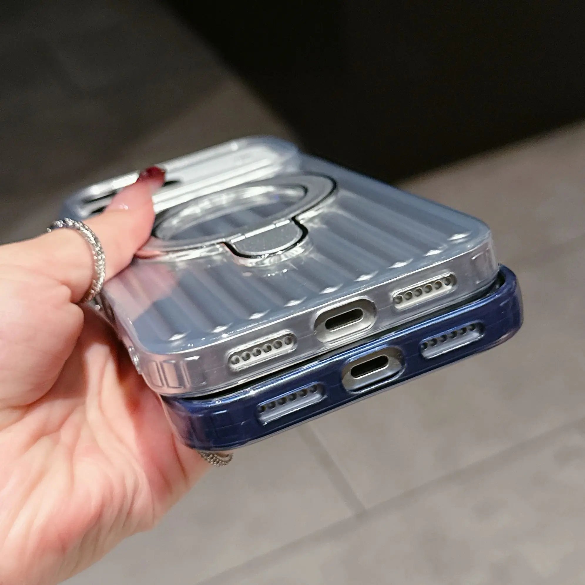 iPhone 17 Series Mag Safe Case – Corrugated Stripe Design | Slim Protective Wireless Charging Cover