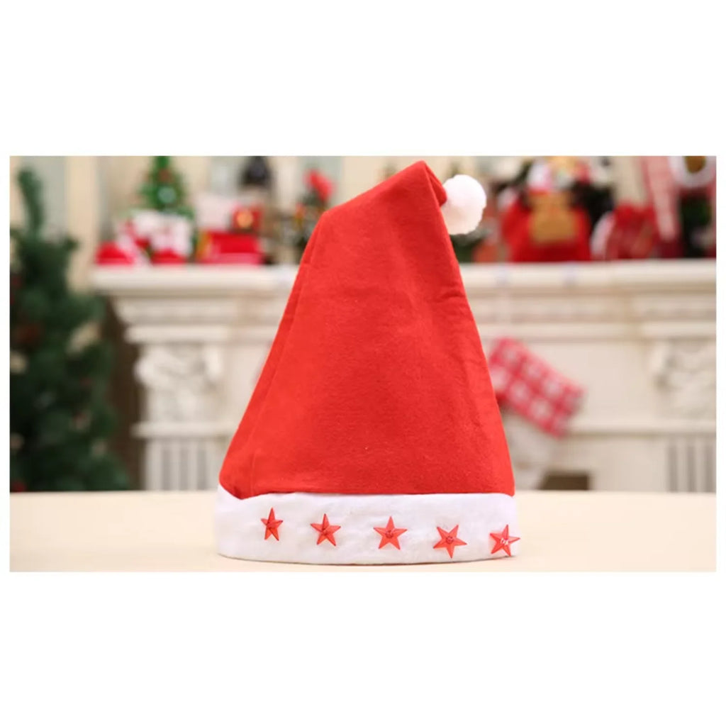Classic Christmas Red Hat with 5 LED Lights – Unisex Xmas Party Hat, Holiday Festival Ornament