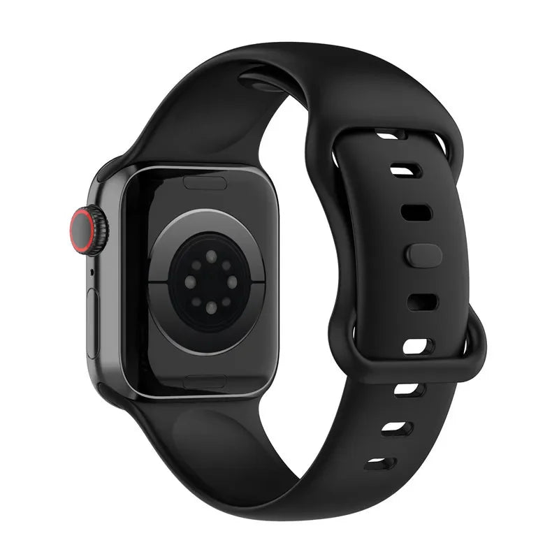 Silicone Strap for Apple Watch Series 9 8 7 6 5 4 3 SE (38mm 40mm 41mm 42mm 44mm 45mm 49mm) – Soft Rubber Sport Band for Men, Women & Kids – Compatible with W26 W37 W46 W56 FK88 IWO7 Pro Max Plus Smartwatch