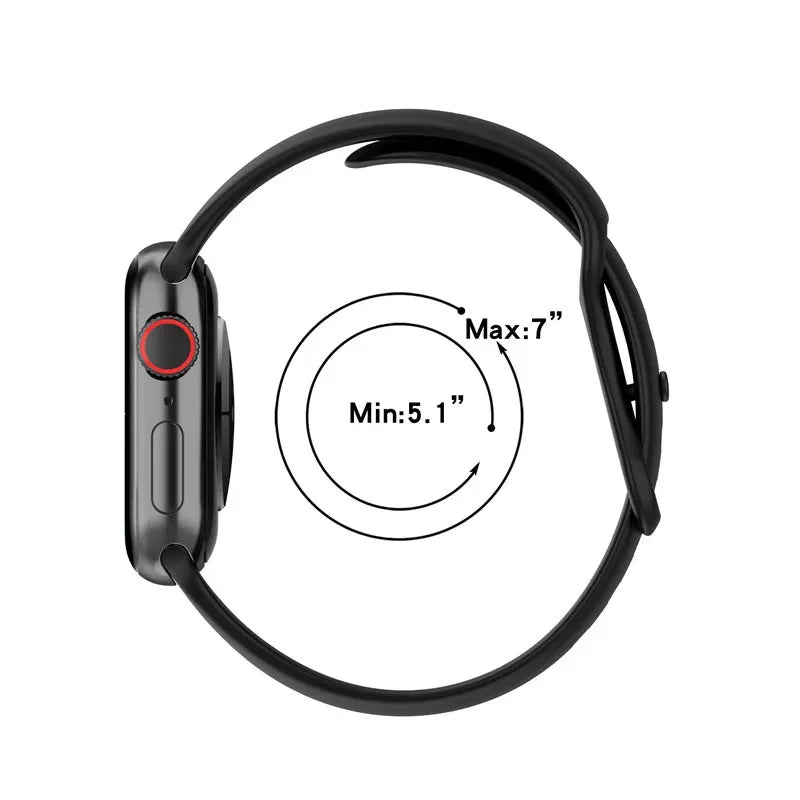 Silicone Strap for Apple Watch Series 9 8 7 6 5 4 3 SE (38mm 40mm 41mm 42mm 44mm 45mm 49mm) – Soft Rubber Sport Band for Men, Women & Kids – Compatible with W26 W37 W46 W56 FK88 IWO7 Pro Max Plus Smartwatch