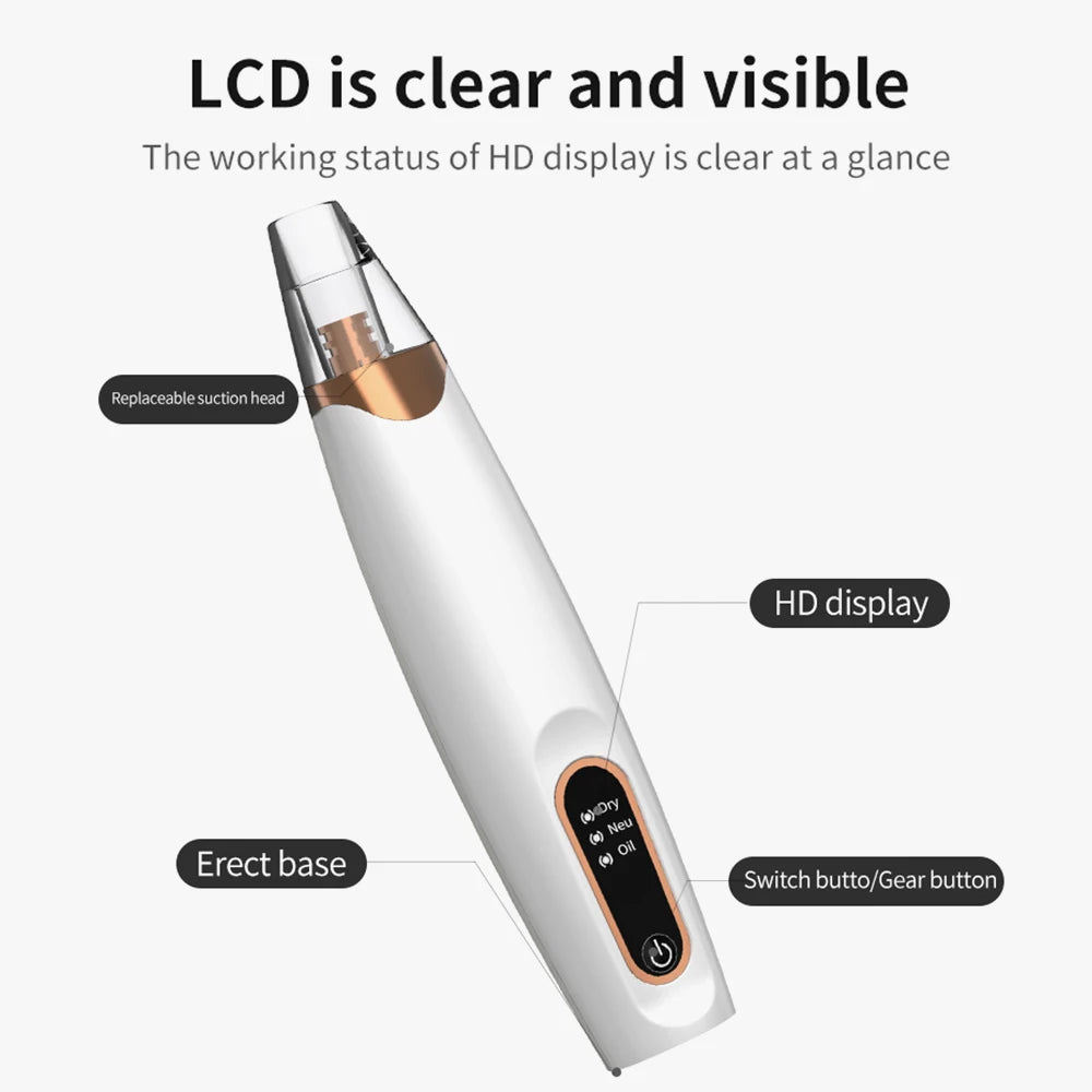 Electric Vacuum Suction Blackhead Remover Rechargeable 3 Gears Facial Pore Cleaner Comedone Spot Acne Pimple Blackhead Extractor