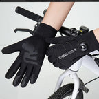 NEWBOLER Winter Cycling Gloves Warm Fleece Windproof Full Finger Gloves Touch Screen Anti-slip Adjustable Buckle Men Bike Gloves