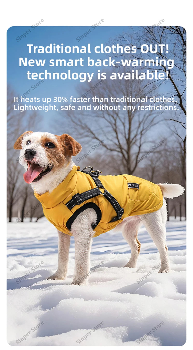 Dog Coat for Small Dogs Waterproof Dog Winter Jacket with Harness Puppy Cold Weather Coats Reflective Pet Vest with ZipperFleece