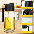 2-in-1 Spray Bottle, 470ml, Suitable for Cooking, Salad Dressing, Air Fryer, Baking Kitchen Oil, Vinegar Spray Bottle Leak Proof