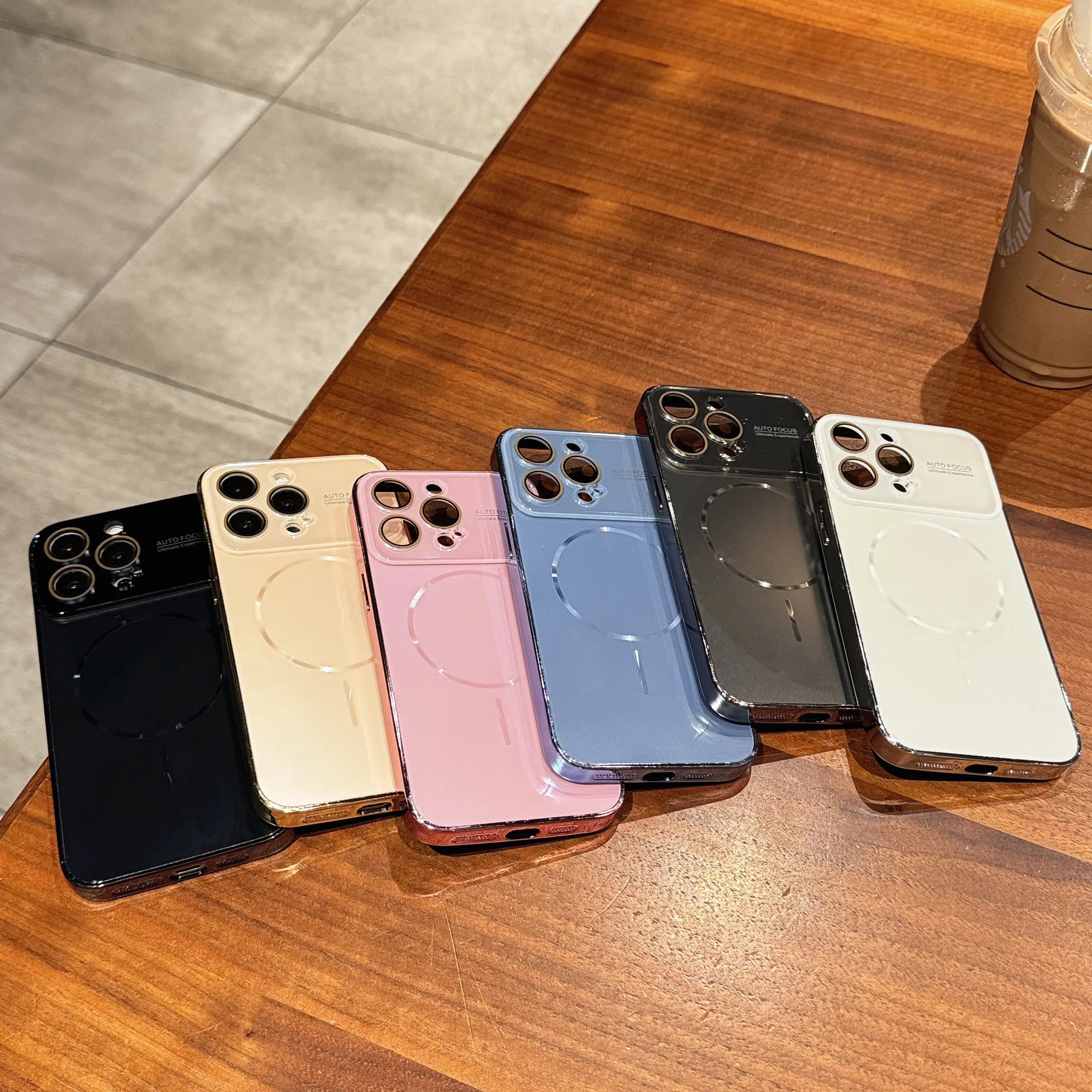 Luxury Large Window For Magsafe Case For iPhone 17 16 15 14 Pro Max Plating Magnectic Wireless Charging Glass Lens Protect Cover