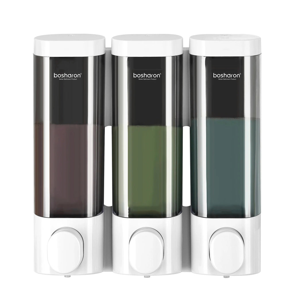Wall Mounted Shampoo and Conditioner Dispenser, Body Wash, Shower Soap, Lotion, Gel Container, 3 × 300 ml