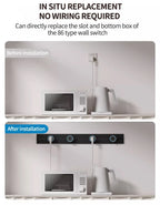 Wall Power Rail Socket – Kitchen Aluminum Expansion Socket 40cm / 50cm | Built-in Countertop Power Strip with Multiple Slots