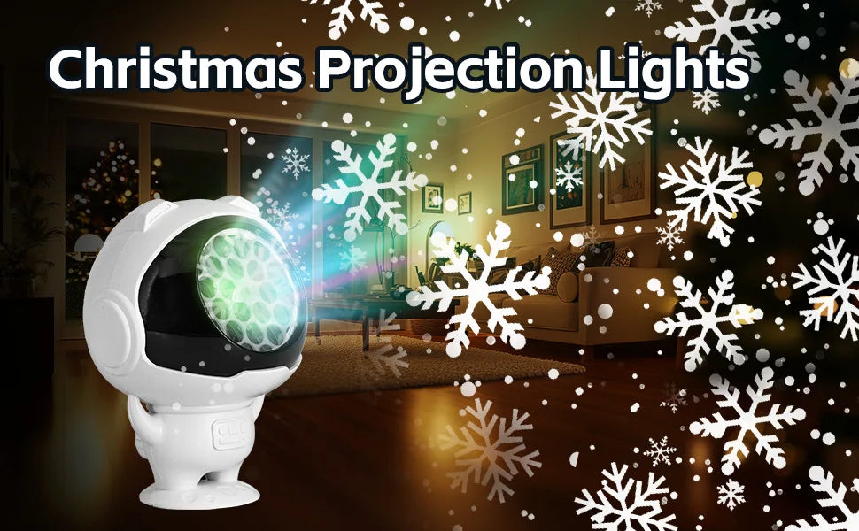 16-pattern Astronaut Christmas Pattern Light, 5V Snowflake Halloween Projection Light, Decorative Christmas Spotlight